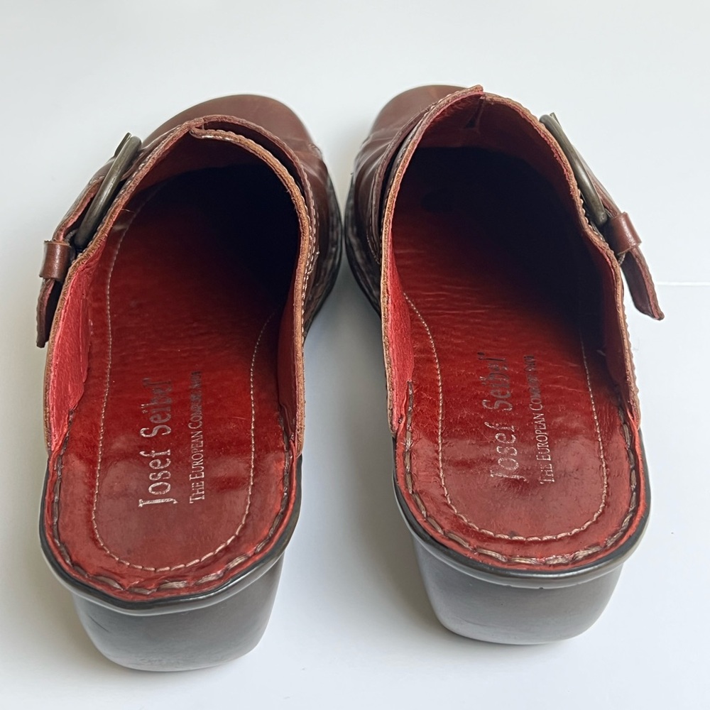 Josef Seibel Leather Clogs With Buckle - Picture 15 of 16